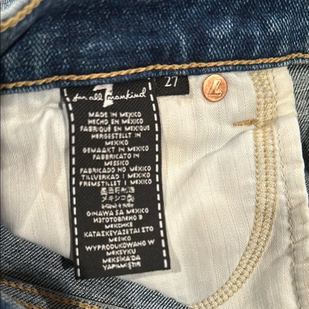 Seven 7 for all mankind frayed stretch denim blue summer 90’s Y2K Mini Skirt 27
